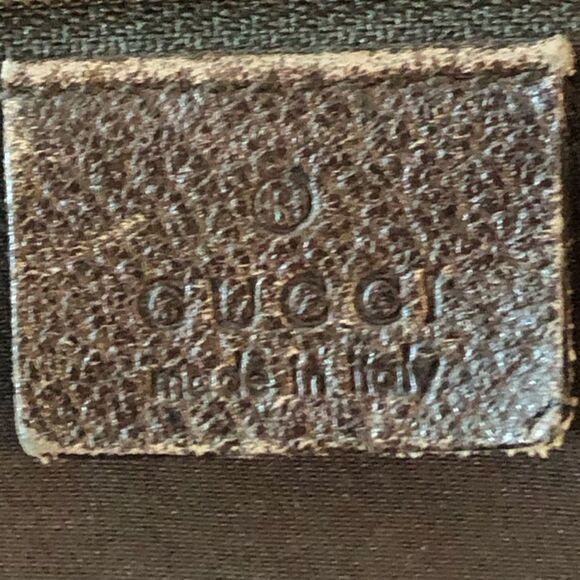 GUCCI Abbey Monogram Oversized Tan Canvas & Brown Leather Crossbody Shoulder Bag - Picture 9 of 17